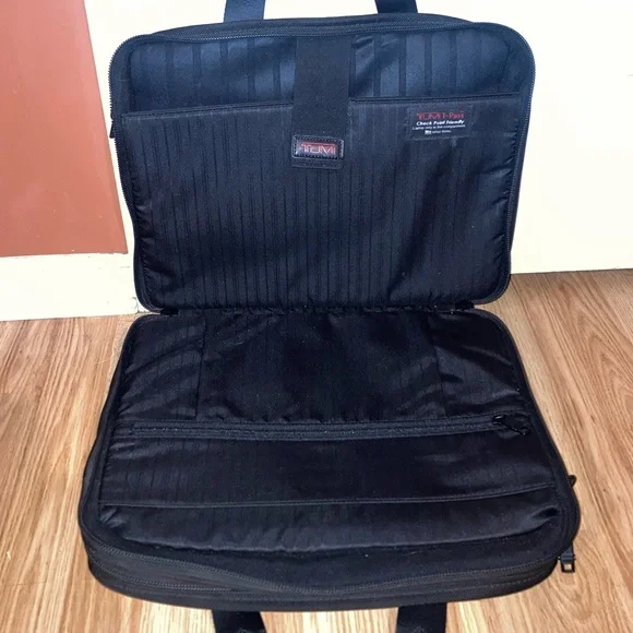 Tumi Alpha T-Pass Briefcase Laptop Organizer Ballistic Nylon Black Office Bag